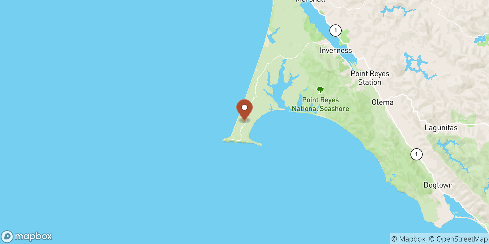 Point Reyes sea temperature map