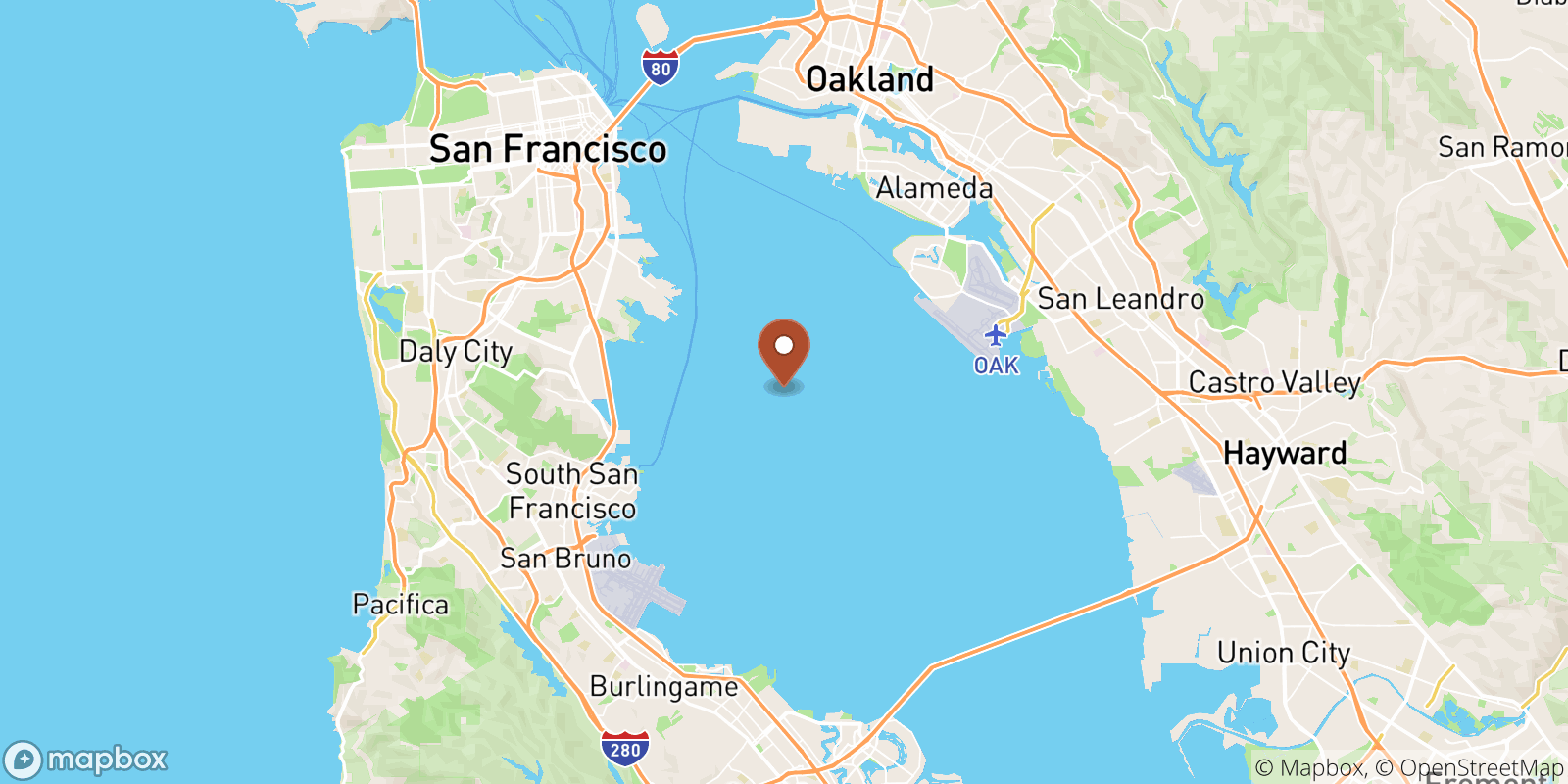 San Francisco Bay sea temperature map