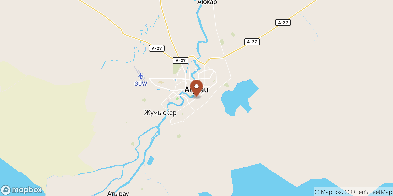 Atyrau sea temperature map