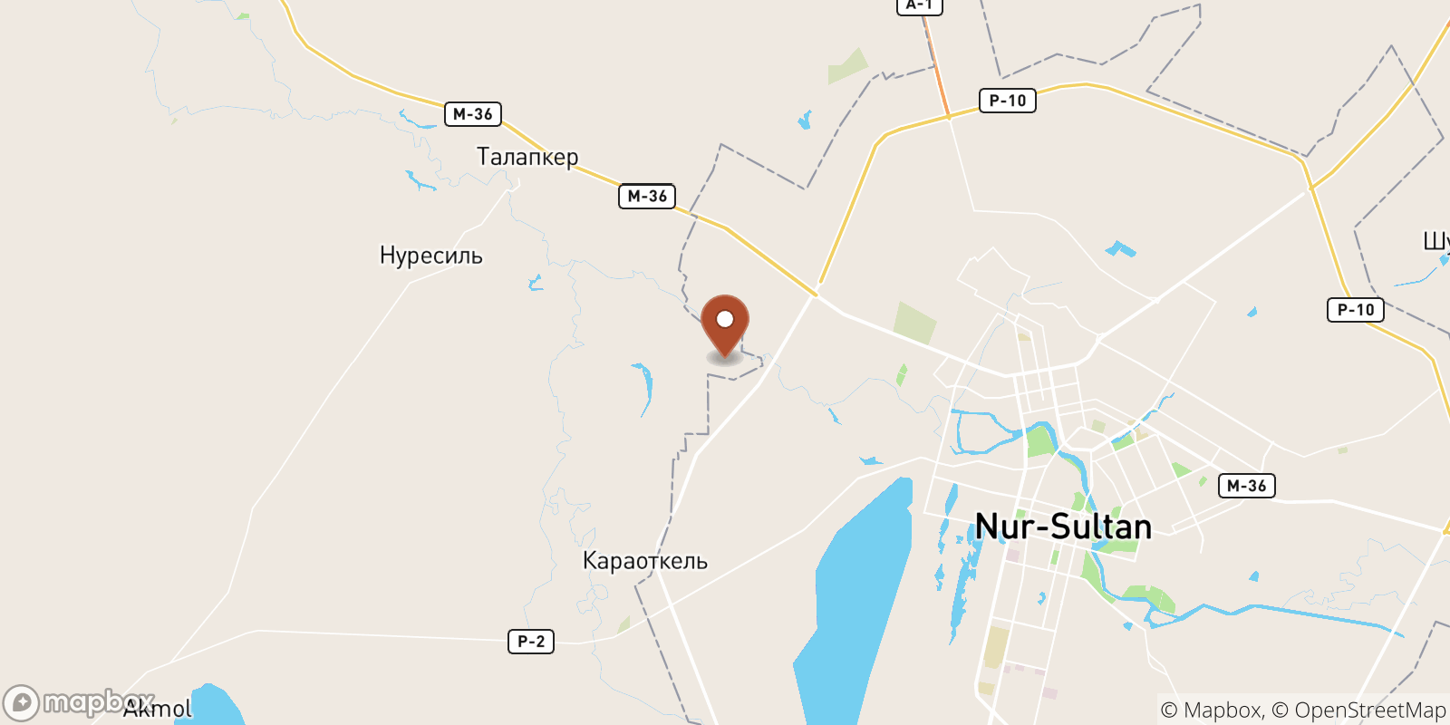 Ishim (near Astana) sea temperature map