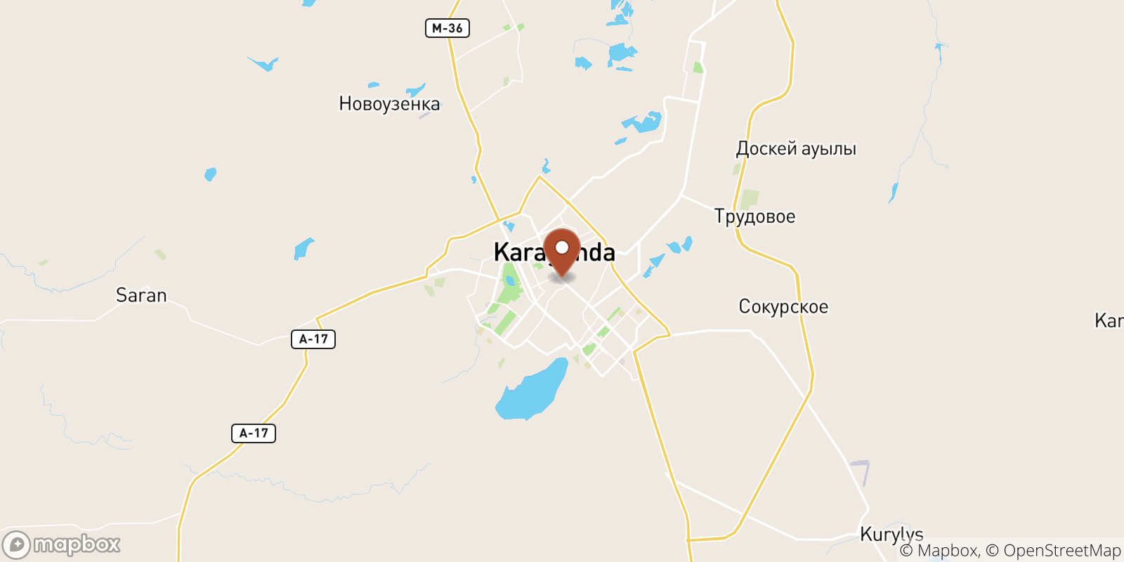 Karaganda sea temperature map