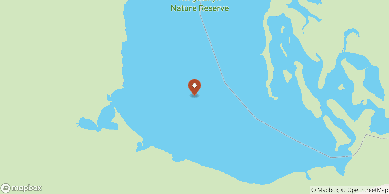 Lake Tengiz sea temperature map