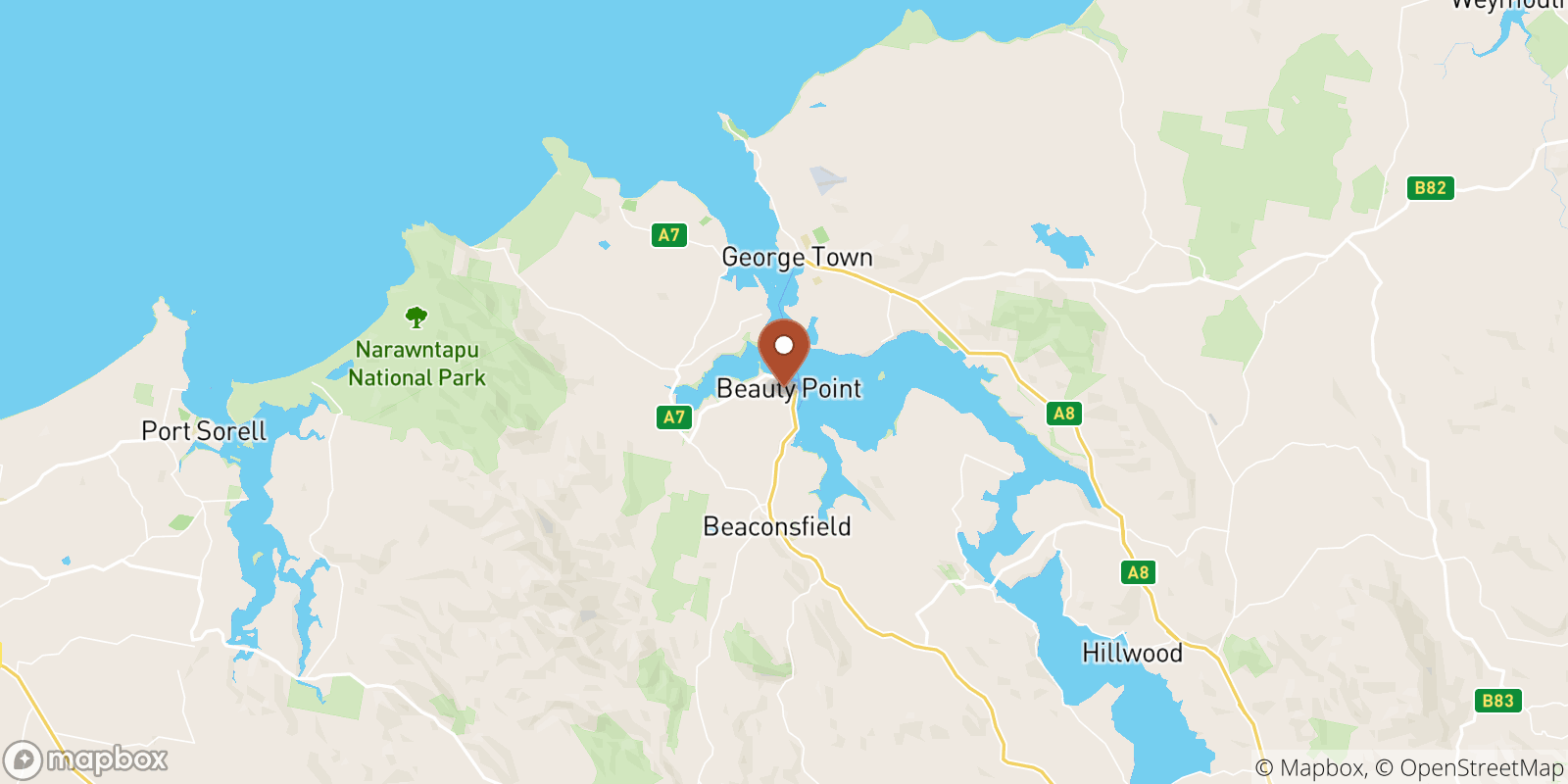 Beauty Point sea temperature map