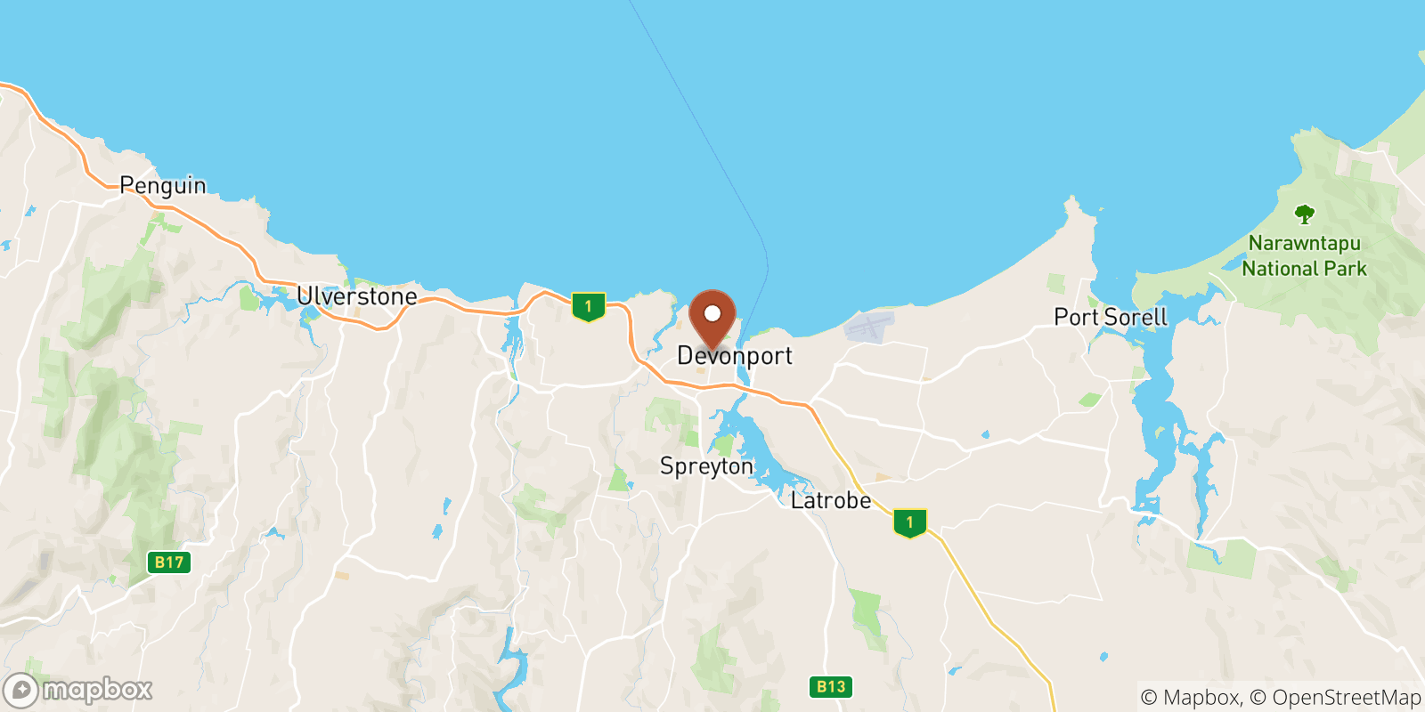 Devonport sea temperature map