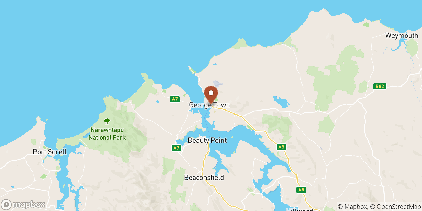 George Town sea temperature map