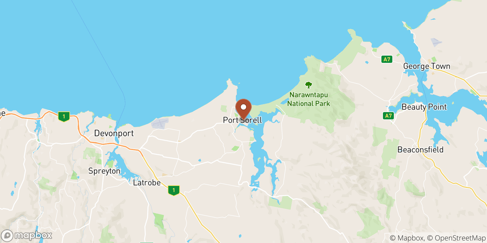 Port Sorell sea temperature map