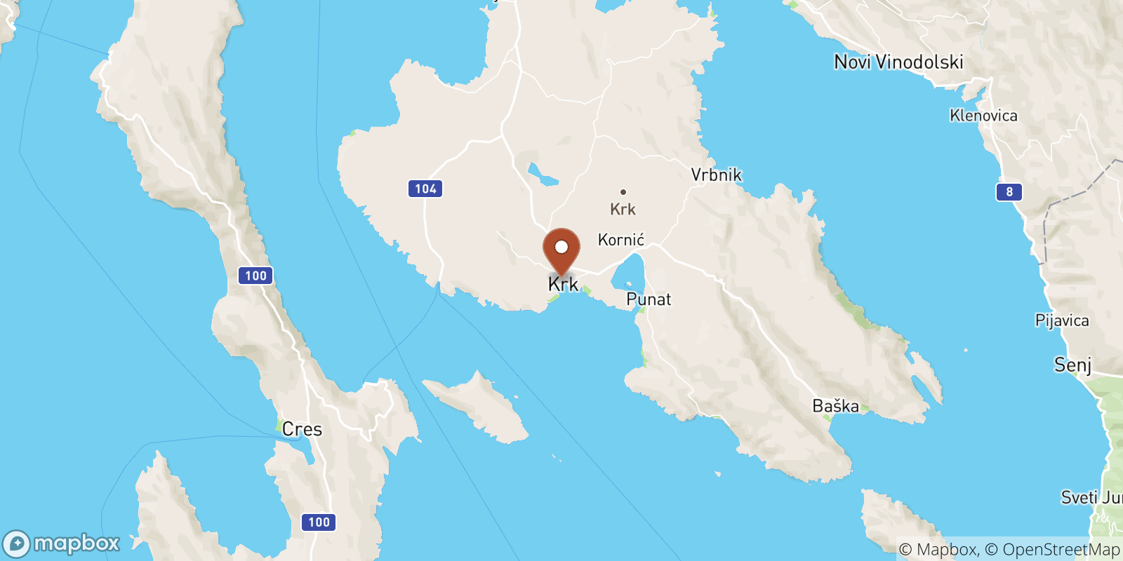 Krk sea temperature map