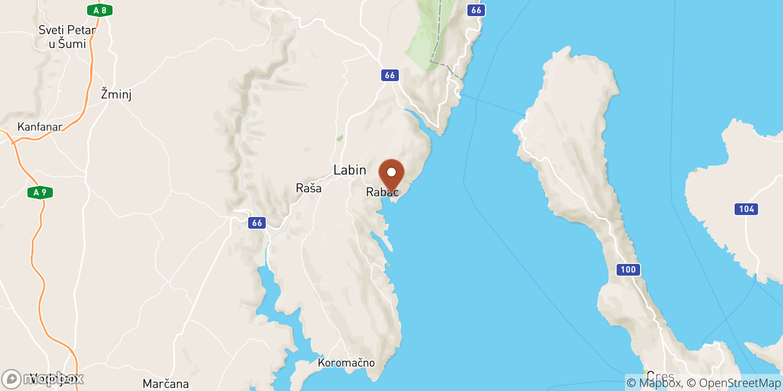 Rabac sea temperature map