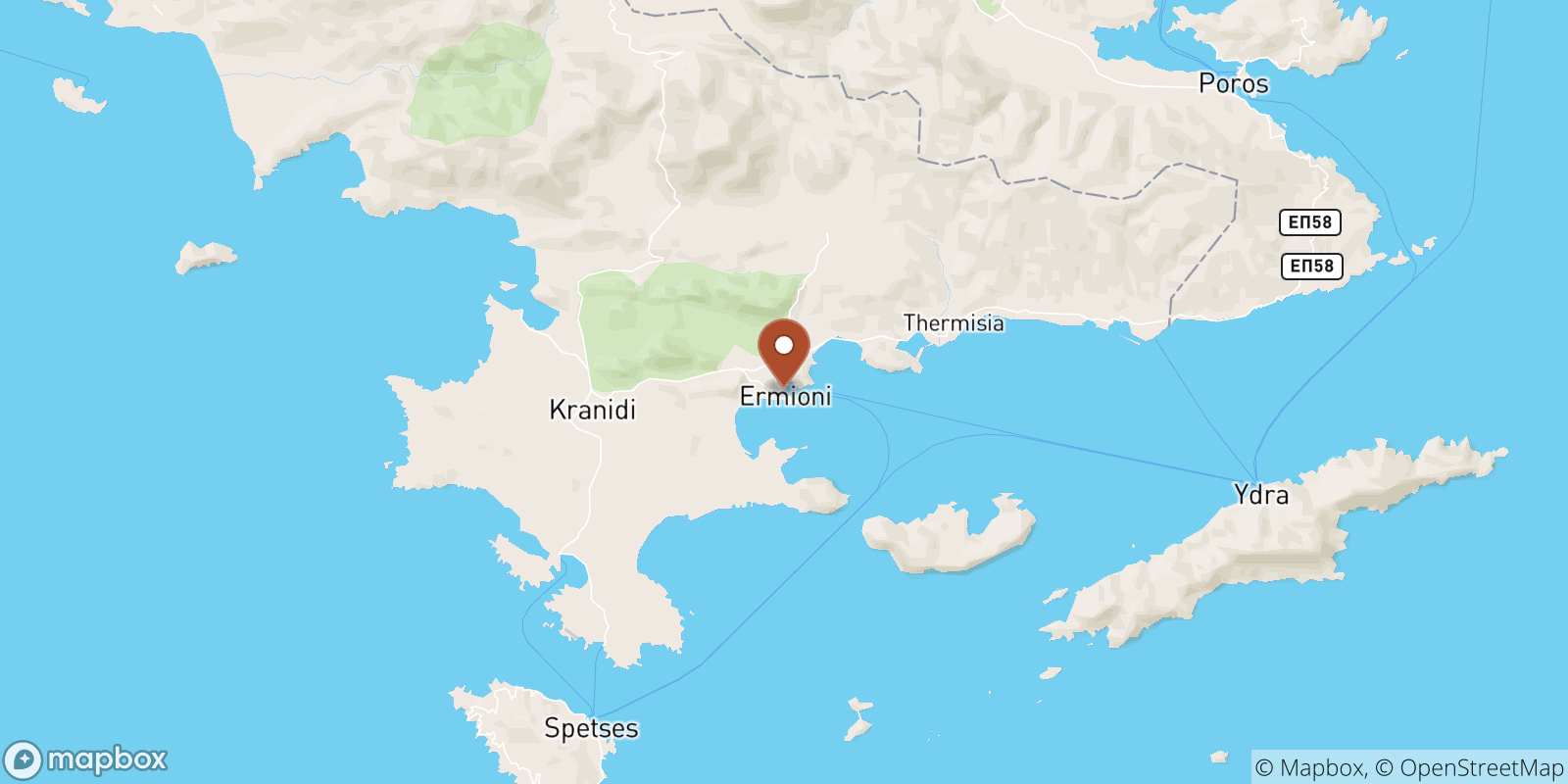 Ermioni sea temperature map