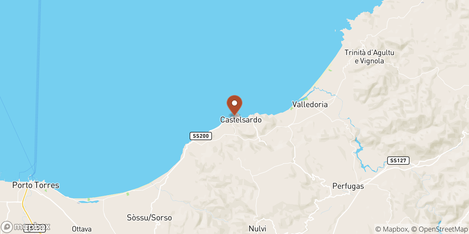 Castelsardo sea temperature map