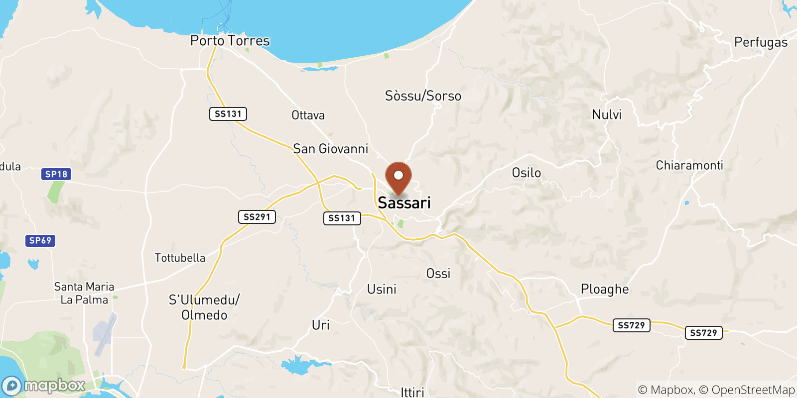 Sassari sea temperature map