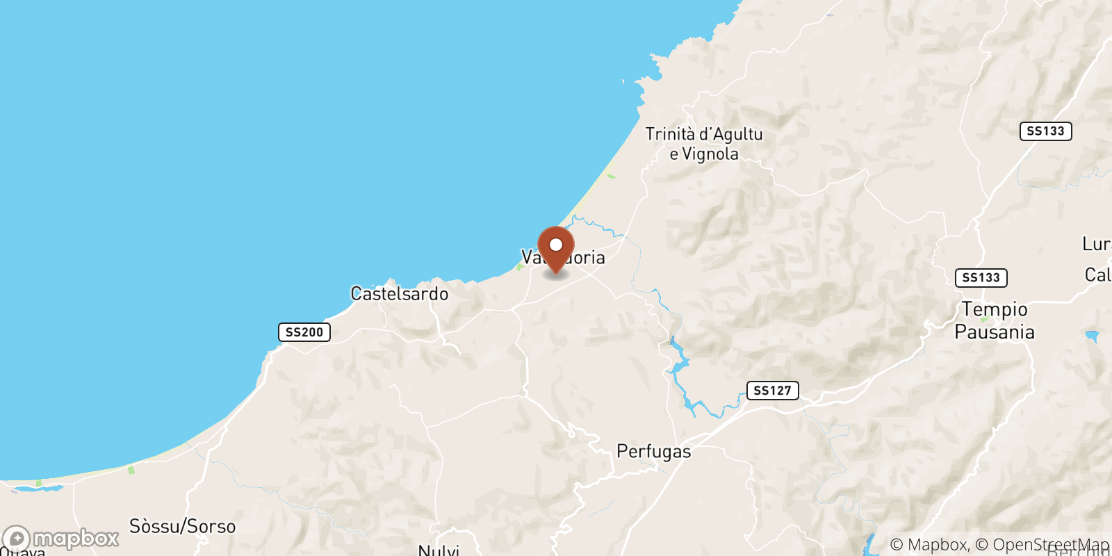 Valledoria sea temperature map