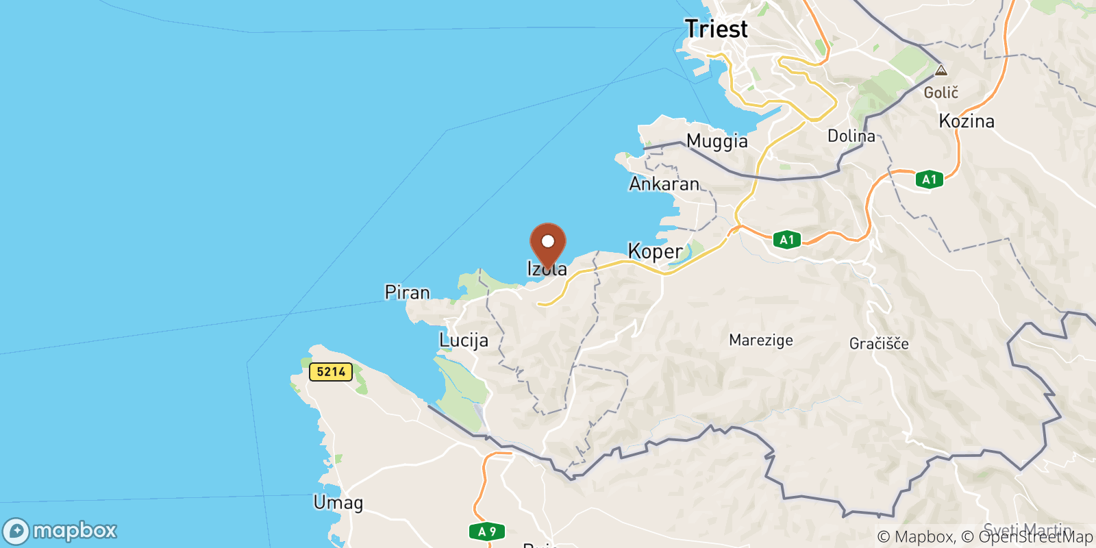 Izola sea temperature map