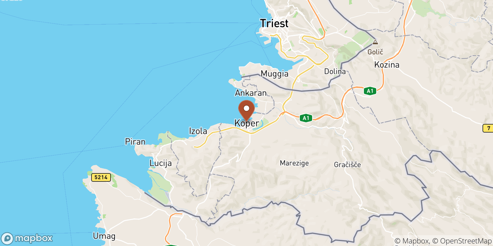 Koper sea temperature map