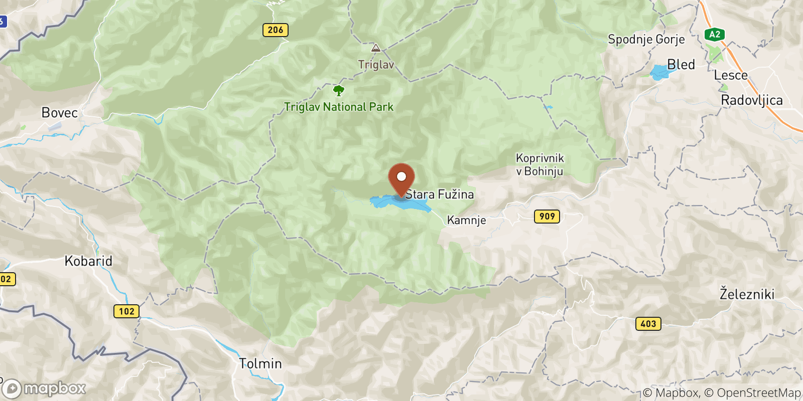 Lake Bohinj sea temperature map
