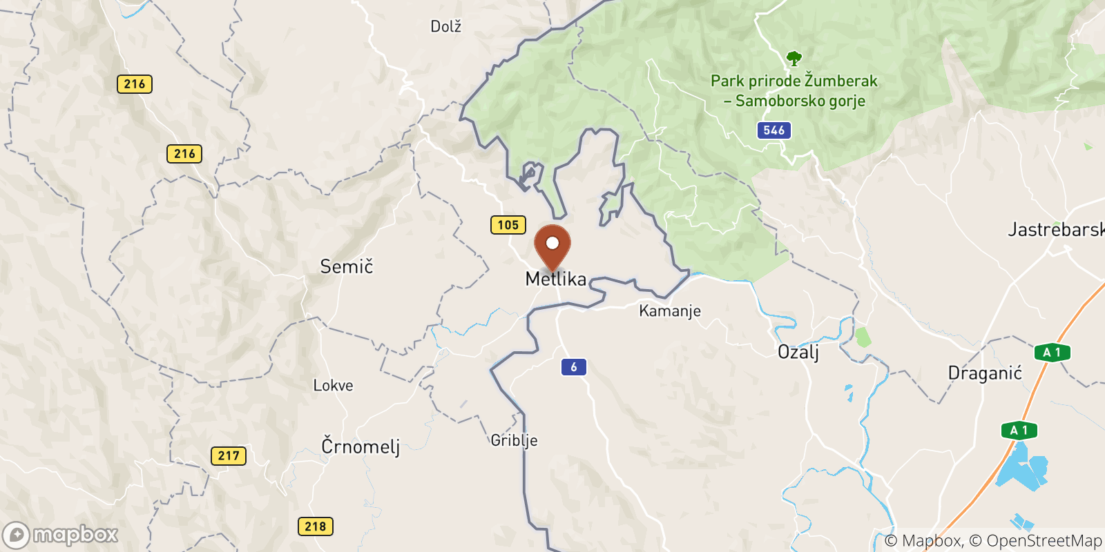 Metlika sea temperature map