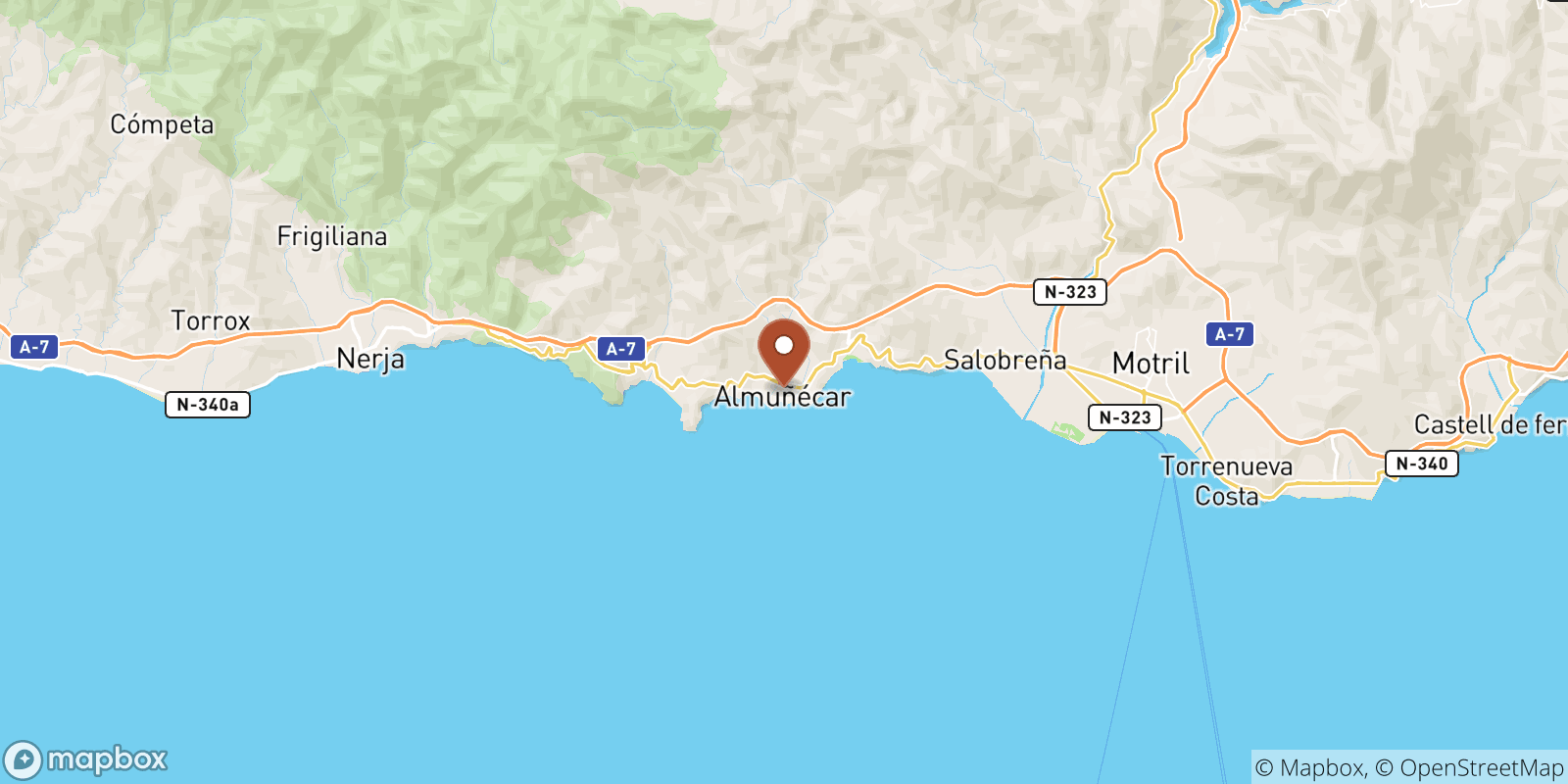 Almunecar sea temperature map