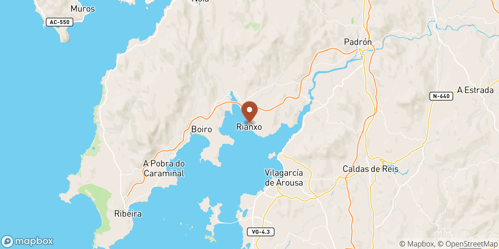 Rianxo sea temperature map