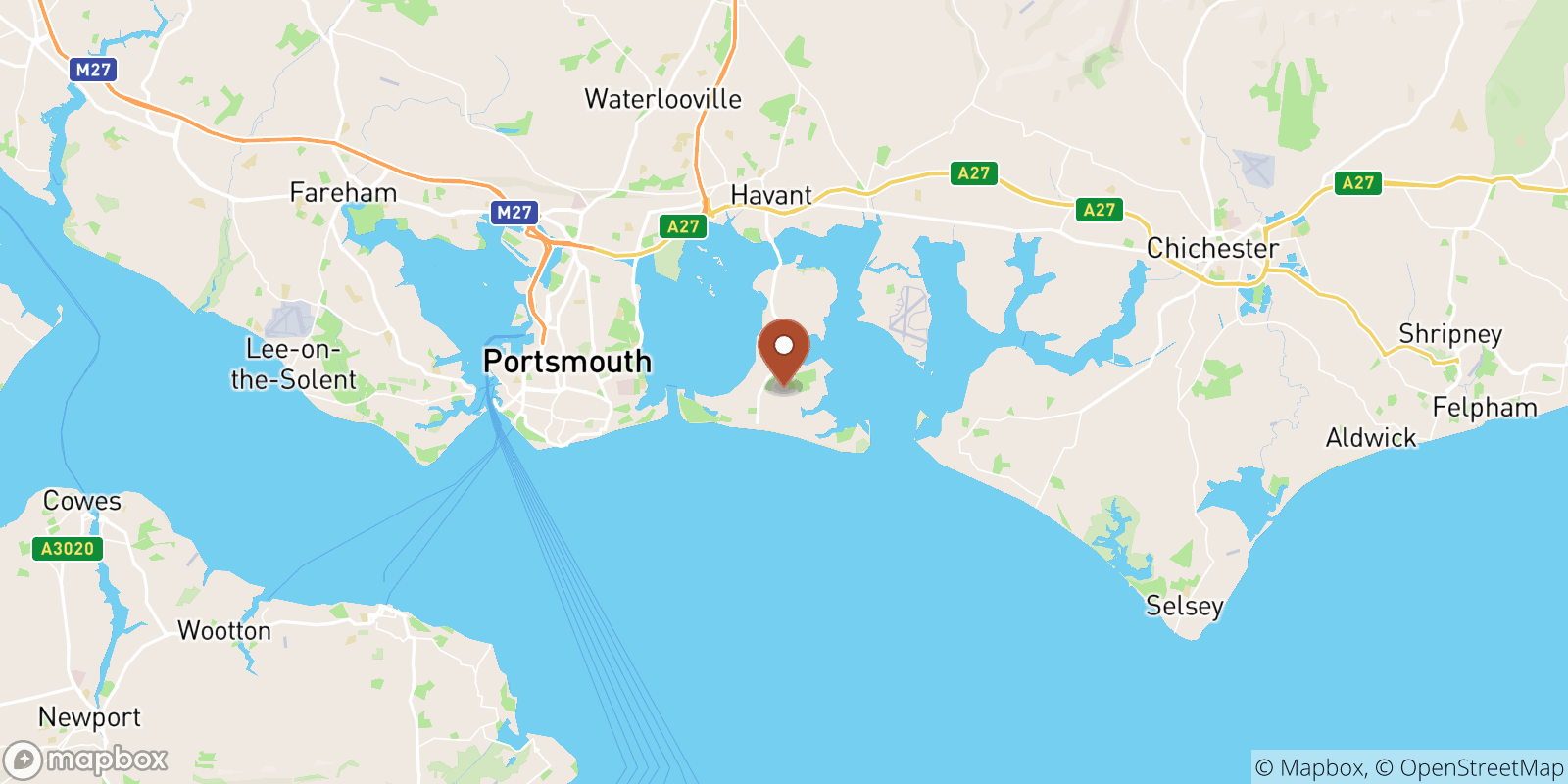 Hayling Island sea temperature map