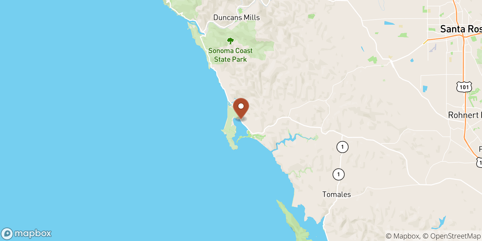 Bodega Bay sea temperature map